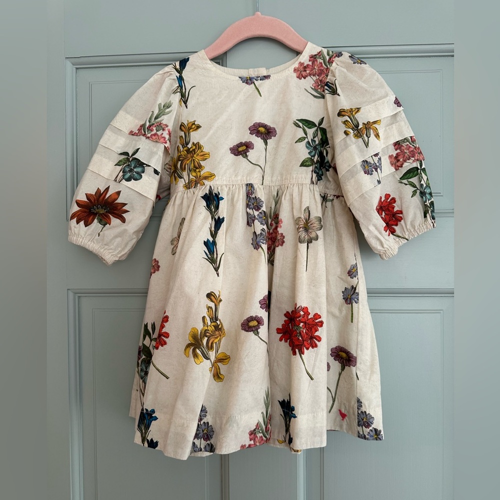 Pink chicken girls cotton 3/4 dress